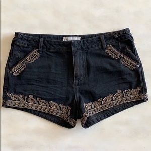Free People Embroidered Denim Shorts